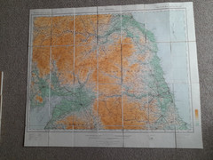 ORDNANCE SURVEY 1/4 INCH DISSECTED CLOTH MAPS COMPLETE SET OF 12 IN LEATHER CASE