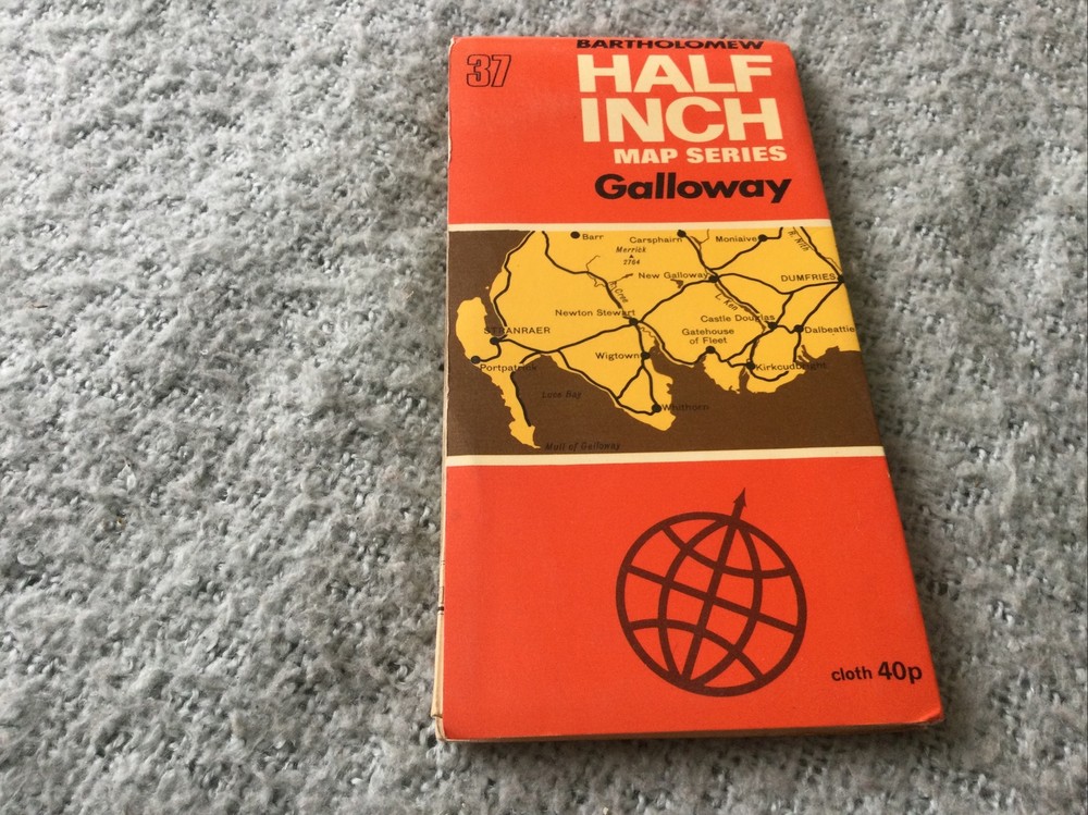 1970s Old Vintage Bartholomew’s Half-inch Contoured Map Sheet 37 Galloway