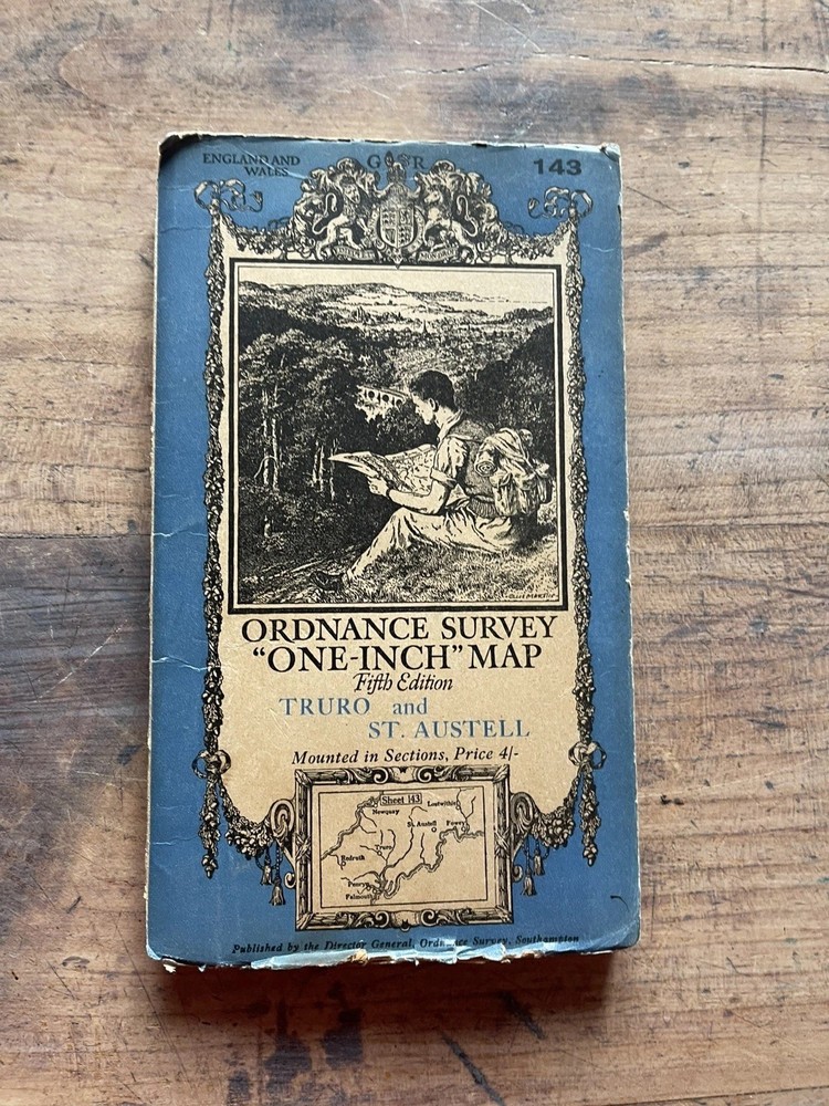 1934 Vintage Truro and St Austell Linen Backed Folding Ordnance Survey Map