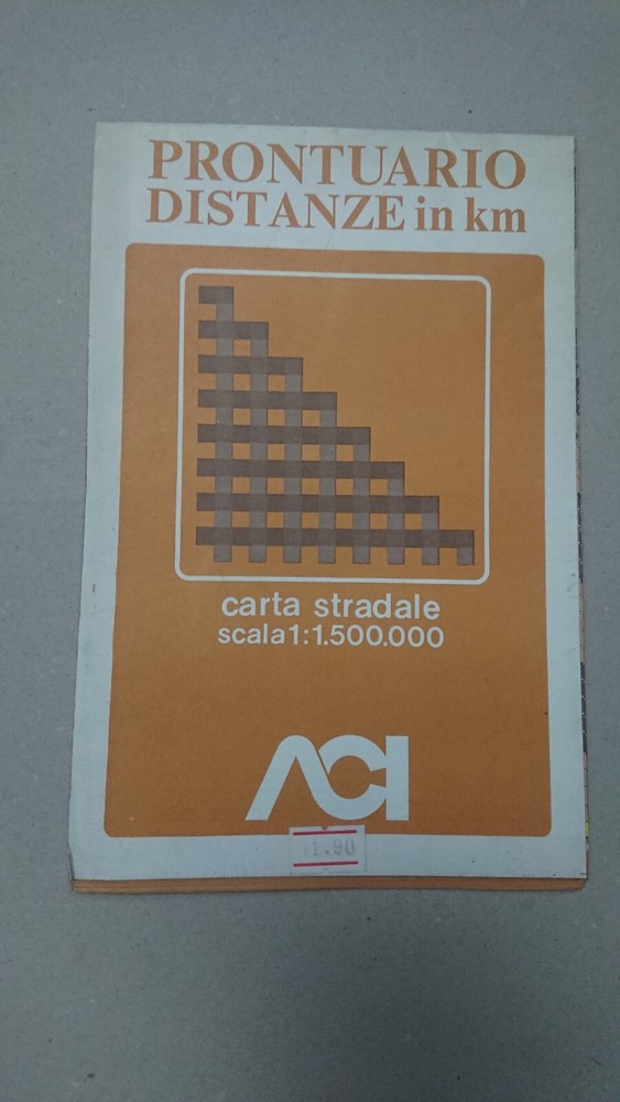 CARTA STRADALE ACI PRONTUARIO DISTANZE IN KM 1:1.500.000