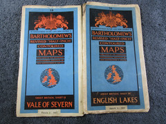 5 Vintage Bartholomews Half Inch Contoured Maps Shropshire, N Wales, Wye, Severn