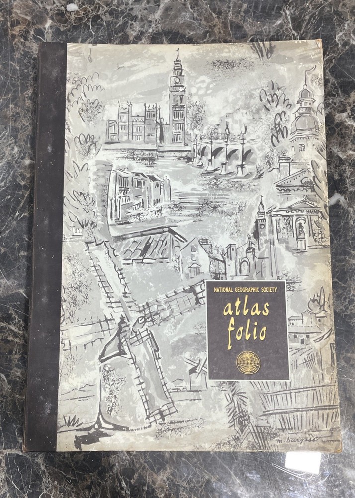 1958 National Geographic World Atlas Vintage Folio Hardcover Map Book With Index