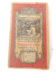 Antique Ordnance Survey 1m:1in Sheet Map on Linen No.70 Bishop’s Castle 1931