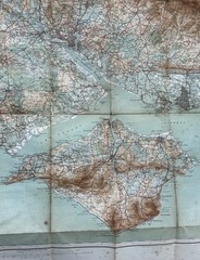 1910 Ordnance Survey Map Southampton Isle of Wight Linen Backed OS
