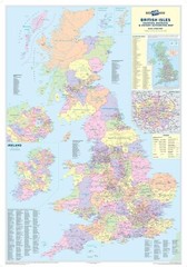 Supersize UK Counties Wall Map Cities & Towns Laminated Wall Map Size 120x174cm