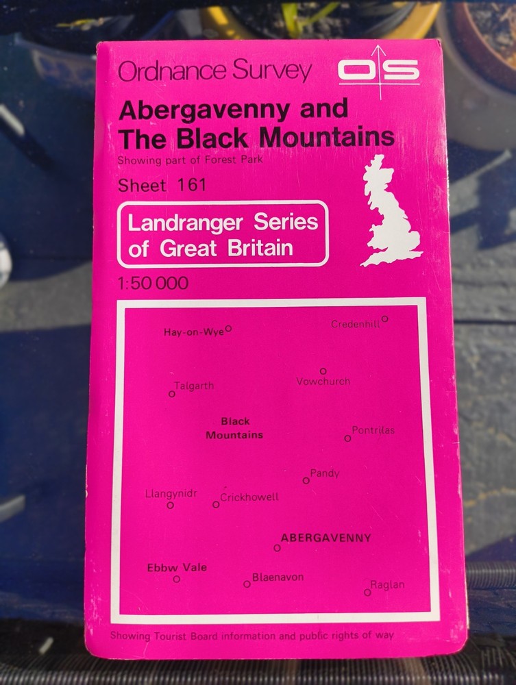 OS MAP ABERGAVENNY & BLACK MOUNTAINS Sheet 161 1980 Landranger