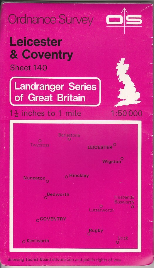 Ordnance Survey Landranger Map 1:50,000 Sheet 140 Leicester & Coventry