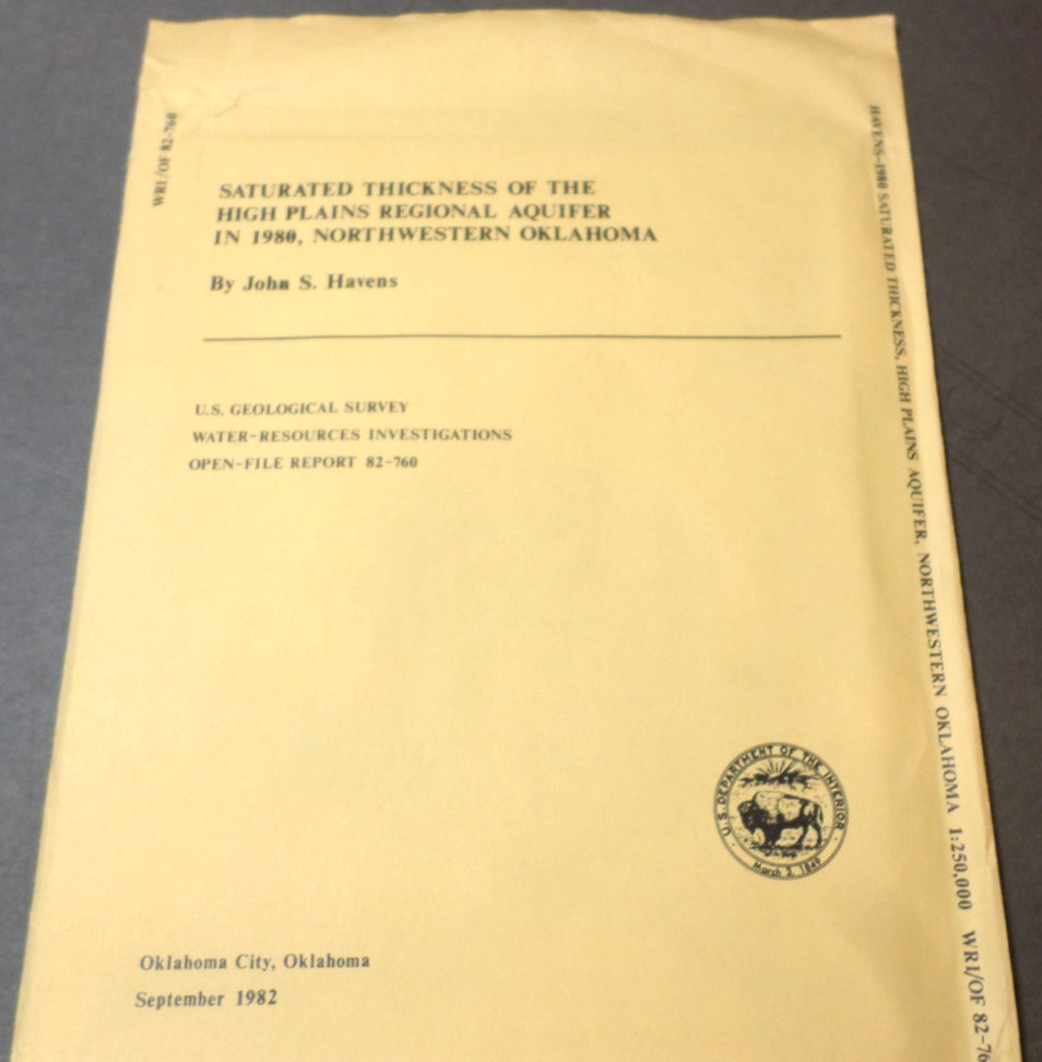 1982 USGS Saturated Thickness High Plains Regional Aquifer NW OK Report 82-760