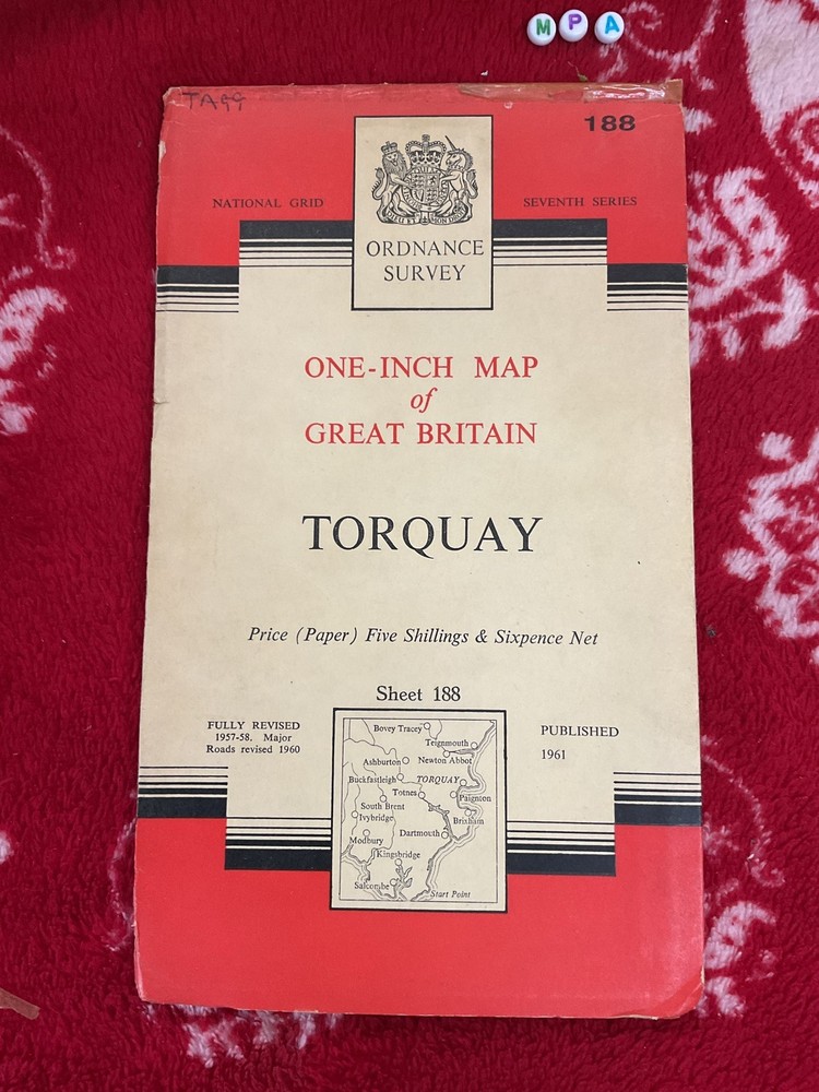 Ordnance Survey vintage , rambling walking Map , Rare, Torquay