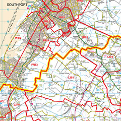 (G103) Map of Preston PR Postcode Sectors, Poster of Preston Postcodes