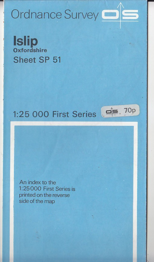 Ordnance Survey (OS) 1:25,000 First Series Map Sheet SP 51 Islip Oxfordshire