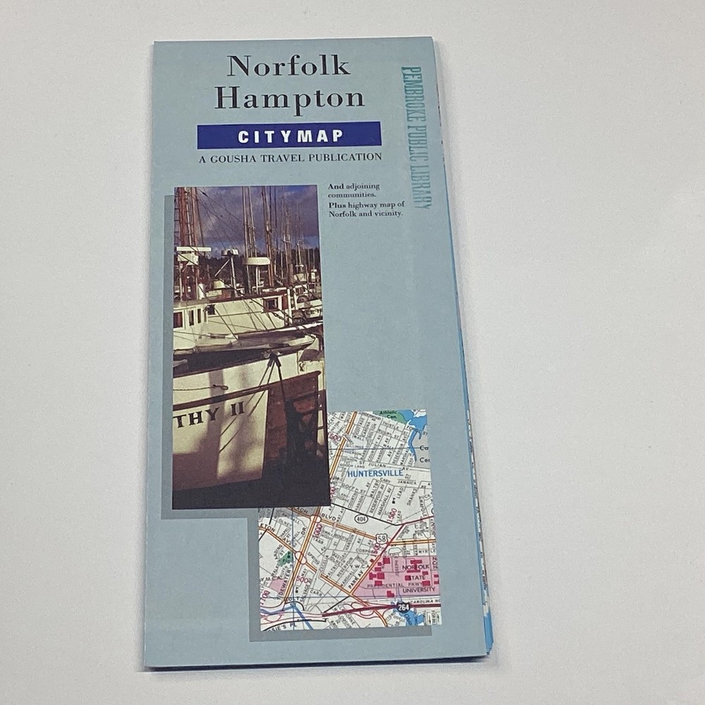 H.M. Gousha Norfolk Hampton City Map Folded Travel Map