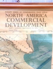 Philips’ Series of Comparative Wall Atlas – North America – circa 1952 – VG