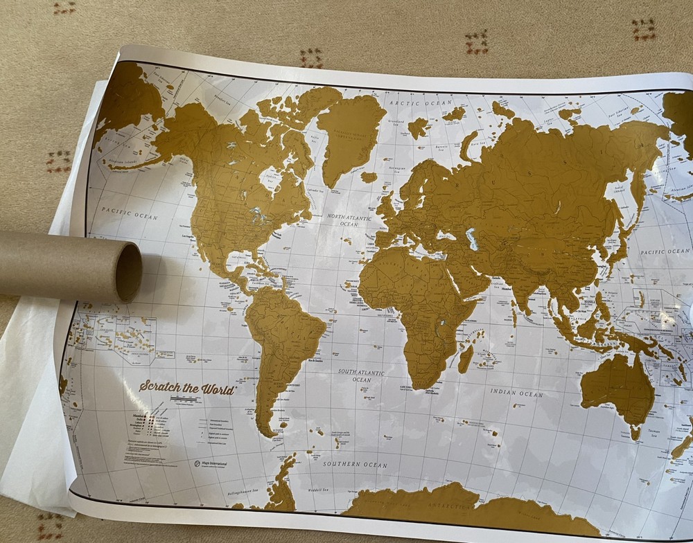 Scratch The World® Travel Map – 59 (w) x 42 (h) cm – Brand New