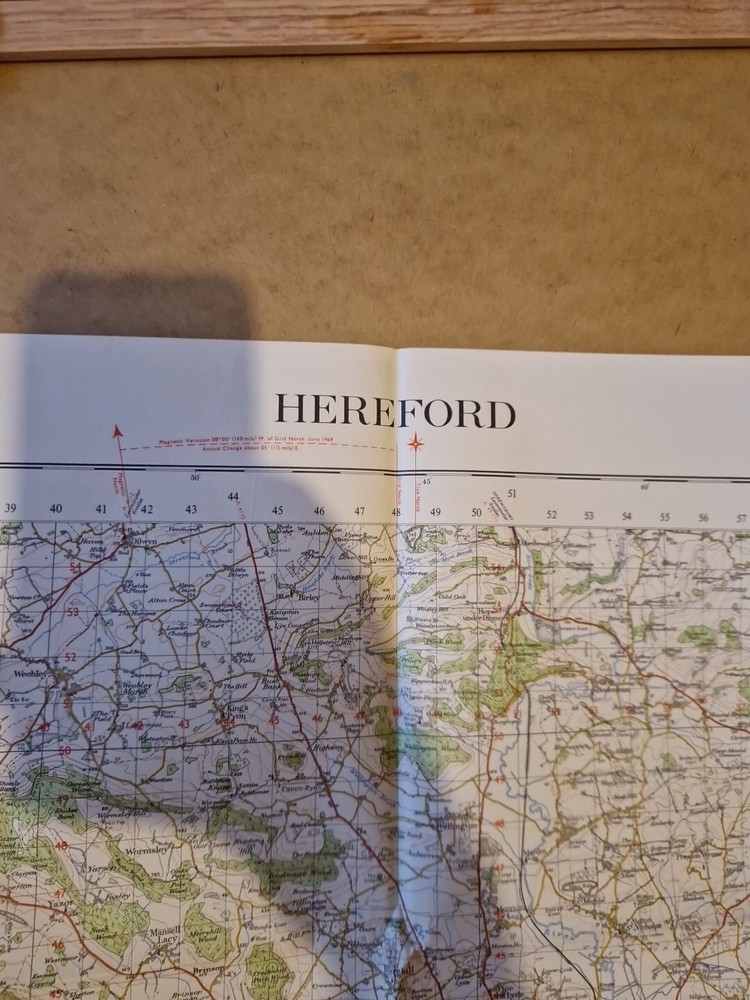 Ordnance Survey Map Of Great Britian – HEREFORD – 1967 – 1/63360
