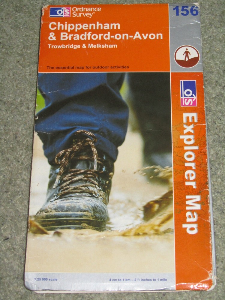 OS Ordnance Survey Explorer 1:25,000 sheet 156 Chippenham & Bradford/Avon – 2004
