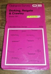 Ordnance Survey Map Sheet 187 Dorking, Reigate & Crawley (1:50 000 Map)