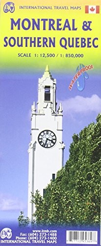 MONTREAL & SOUTHERN QUEBEC TRAVEL MAP 1:12,500 / 1:850,000 By Itmb Publishing