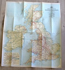 Bartholomew’s Railway Map of BRITISH ISLES Transport Roads Trains Rail Routes