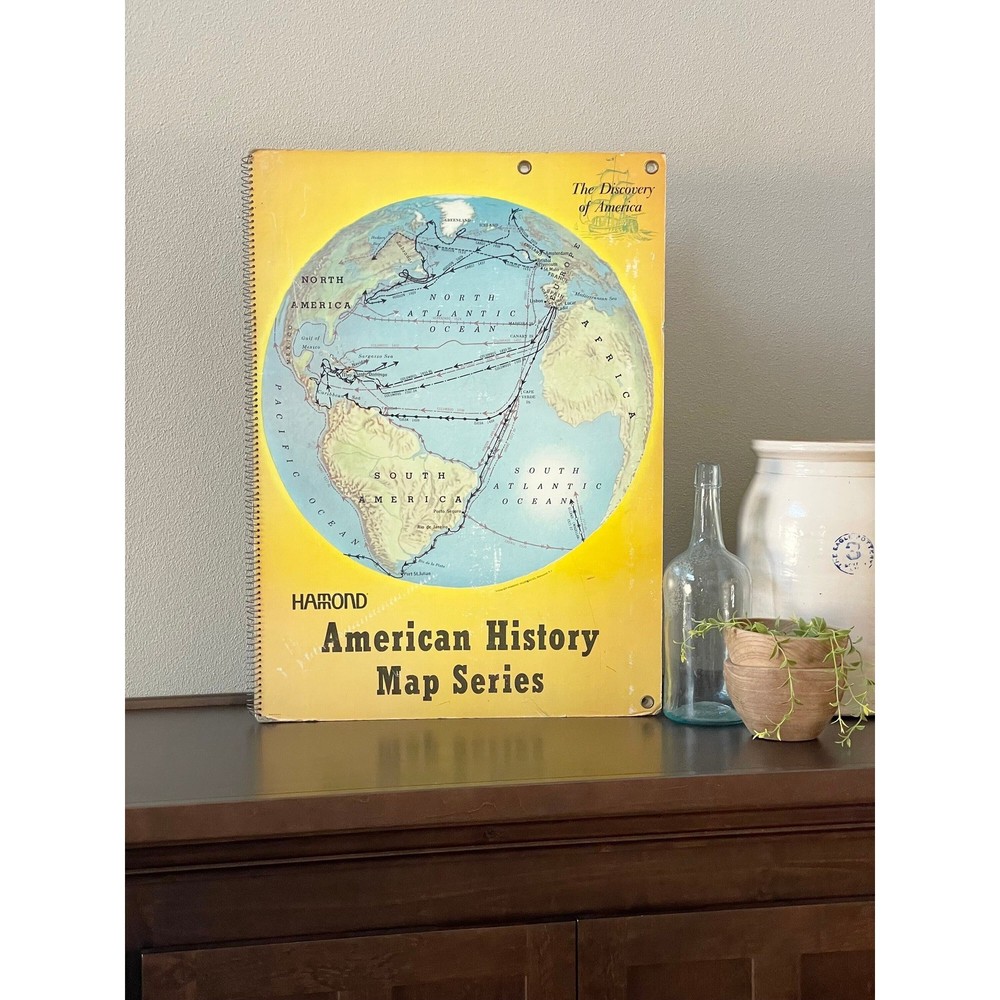 HUGE Vintage American History Map Book: Hammond Classroom Atlas
