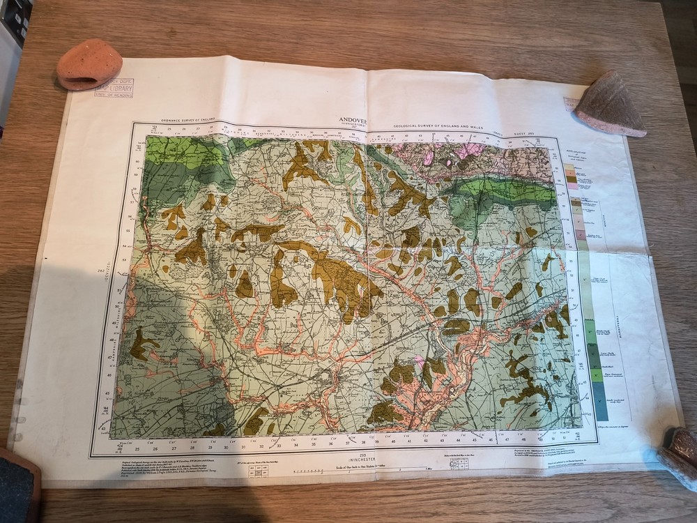 Geological survey map Andover Ordinance Survey Drift Sheet 283 1905 reprint 1959