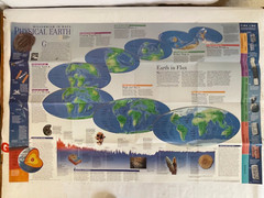 National Geographic :- Millennium In Maps Physical Earth 2 Side Poster May 1998