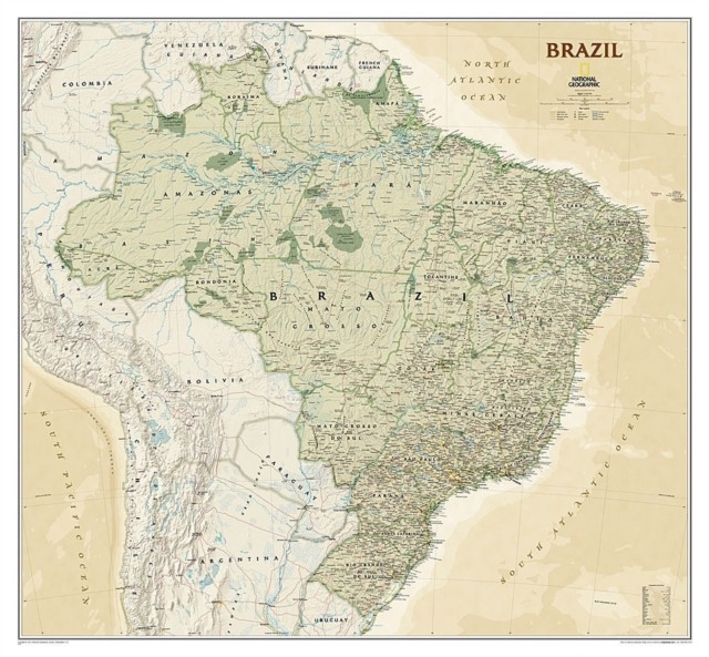 Brazil Executive, Laminated: Wall Maps by National Geographic Maps SHEET MAP
