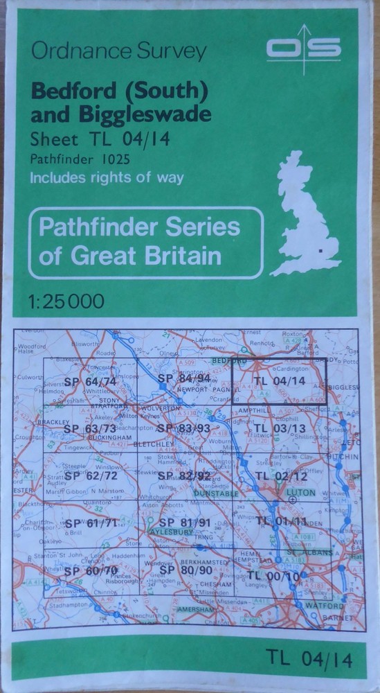 Bedford (South) & Biggleswade. Pathfinder 1025. TL 04/14. OS 2.5inch Vintage Map