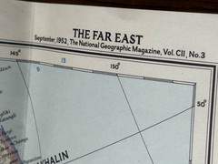 Far East National Geographic paper map, 1952 vintage