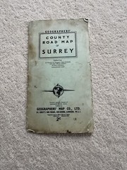 Vintage Geographers County Road Map of Surrey 230x128mm Map 570x540mm 2/-