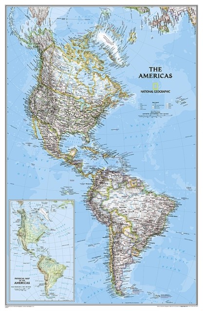 The Americas Classic laminated by National Geographic Maps 9780792250210