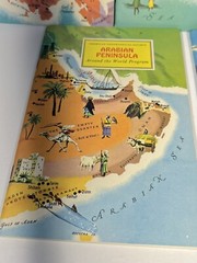 Lot of 5 Vintage Around the World Program Books 1964 & RARE World Map Geographic
