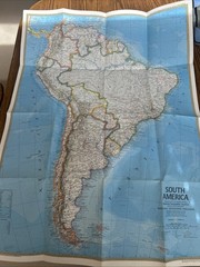 Vintage National Geographic Map South America October 1972