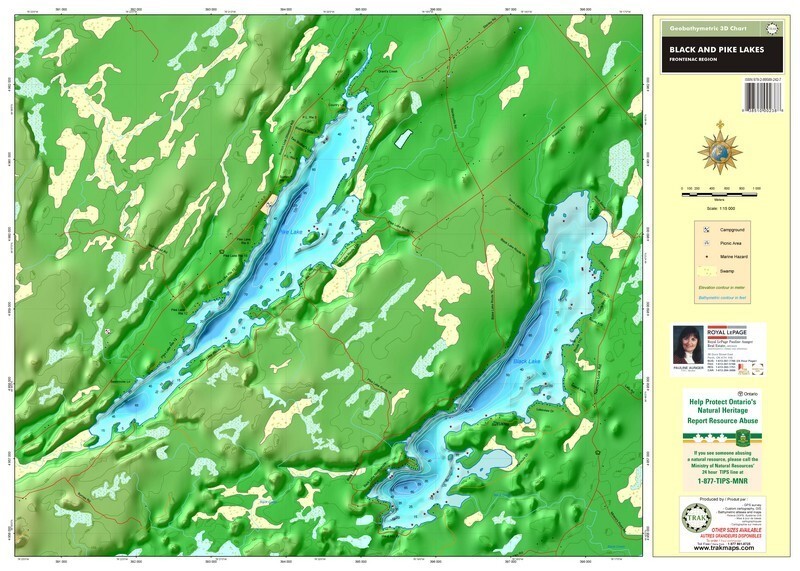 Black and Pike Lakes | Waterproof Chart | 20 x 28