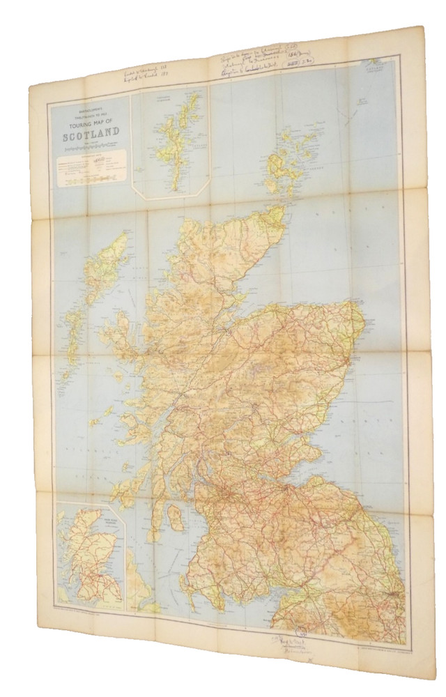 John Bartholomew Touring Map of Scotland 1960 12 miles to inch Linen