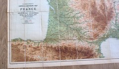 Vintage Map Bartholomew’s Contour Motoring Map FRANCE 1920s 2x Cloth backed maps