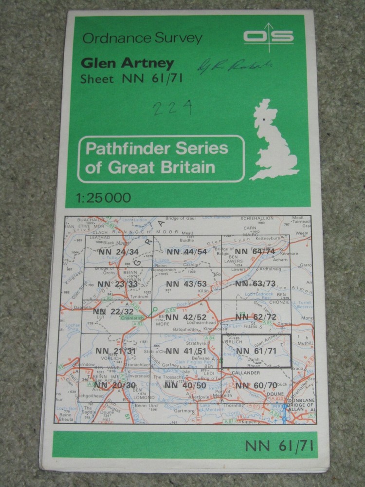Ordnance Survey Pathfinder map sheet 224 (NN 61/71) Glen Artney – 1981