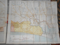 BRIGHT’S MAP OF BOURNEMOUTH WITH MAP OF CHRISTCHURCH 1903. ON LINEN 96 x 83 cms