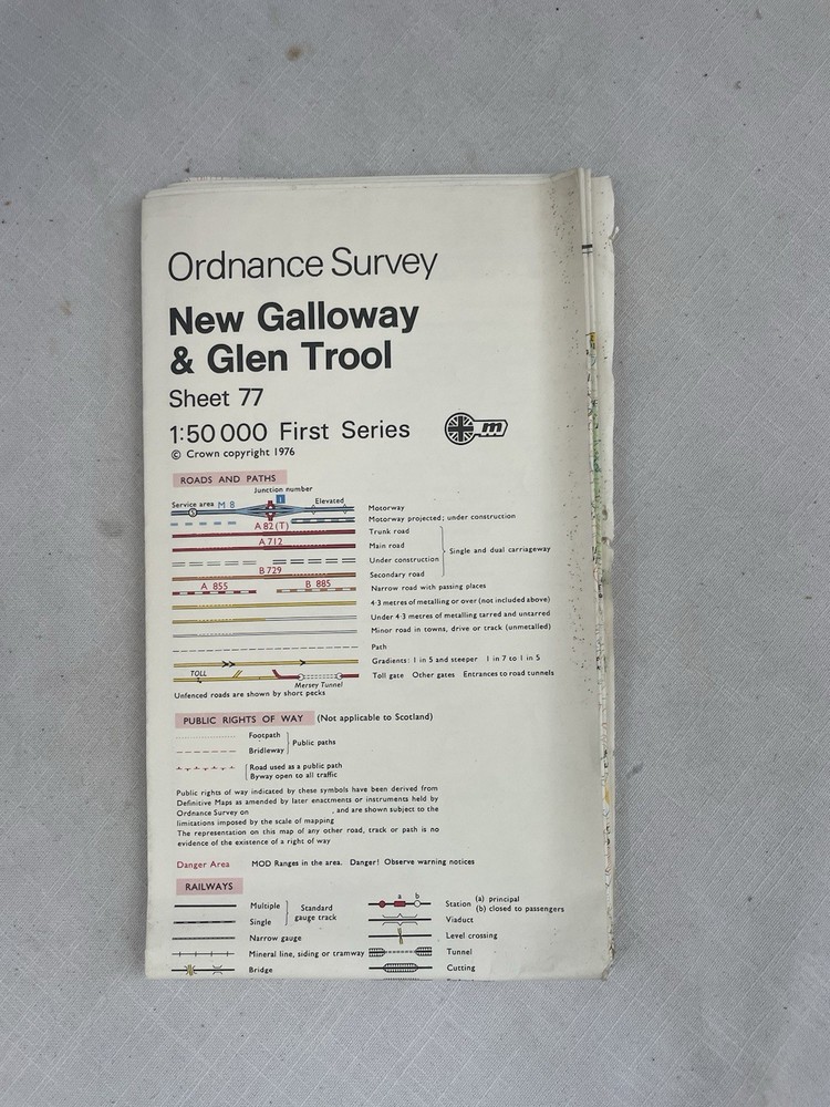 Vintage Ordnance Survey Map Sheet 77 New Galloway & Glen Trool First Series