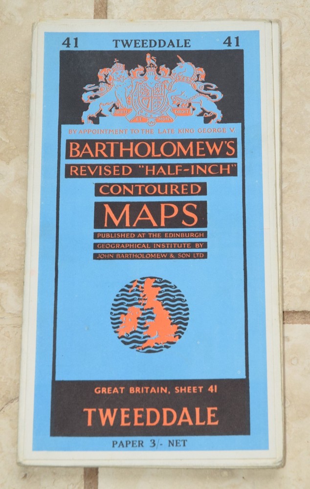 TWEEDDALE 1961 Bartholowmew’s Half-Inch Contoured Map Sheet 41