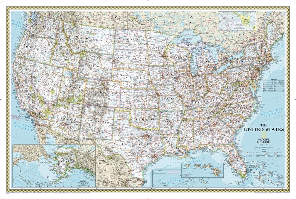 NATIONAL GEOGRAPHIC UNITED STATES WALL MAP – CLASSIC – LAMINATED (POSTER SIZE: 3