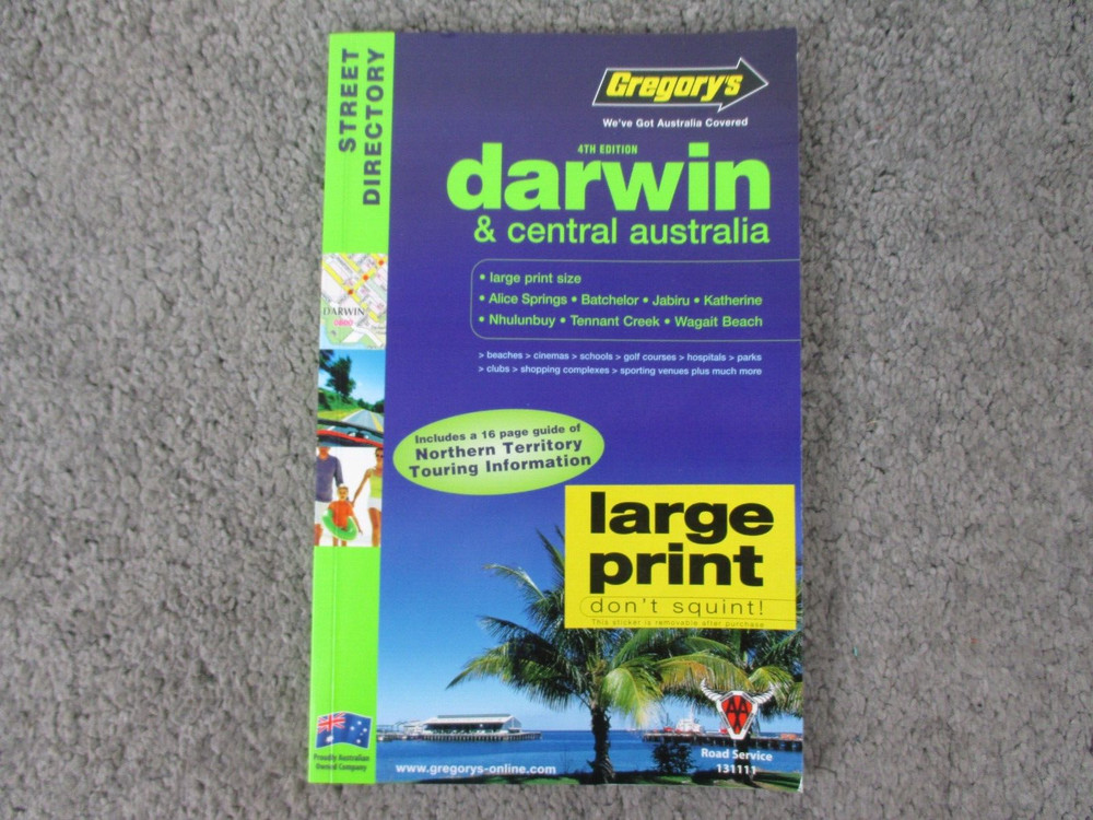 Darwin & Central Australia Street Directory Gregory’s 4th Ed Maps Large Print
