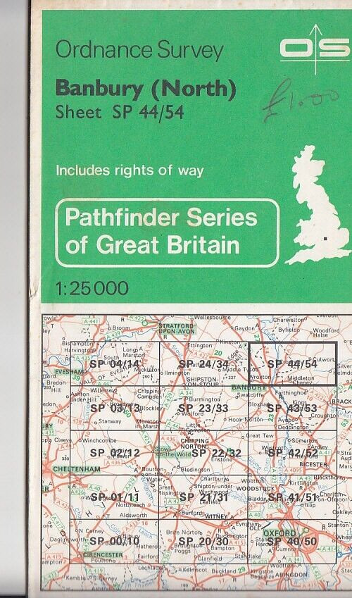 Ordnance Survey OS 1:25,000 Pathfinder Map Sheet SP 44/54 Banbury (North)