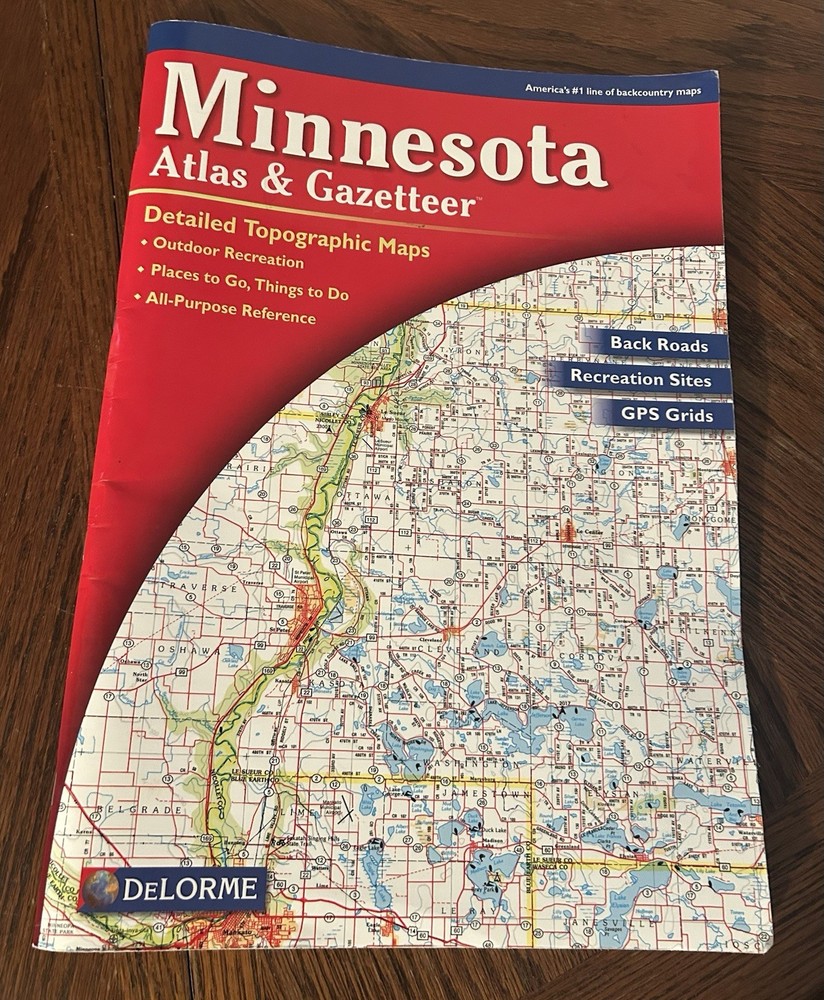 4th Edition Minnesota DeLorme Atlas & Gazetteer 11″ x 15.5″ Topo Maps Road Guide