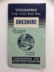 Vintage Geographia Large Scale Road Map Cheshire paper