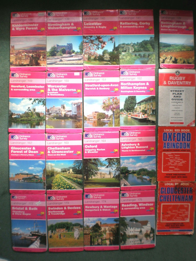 MIDLANDS LEICESTER OXON GLOS  LANDRANGER OS ORDNANCE SURVEY MAPS JOB LOT BUNDLE
