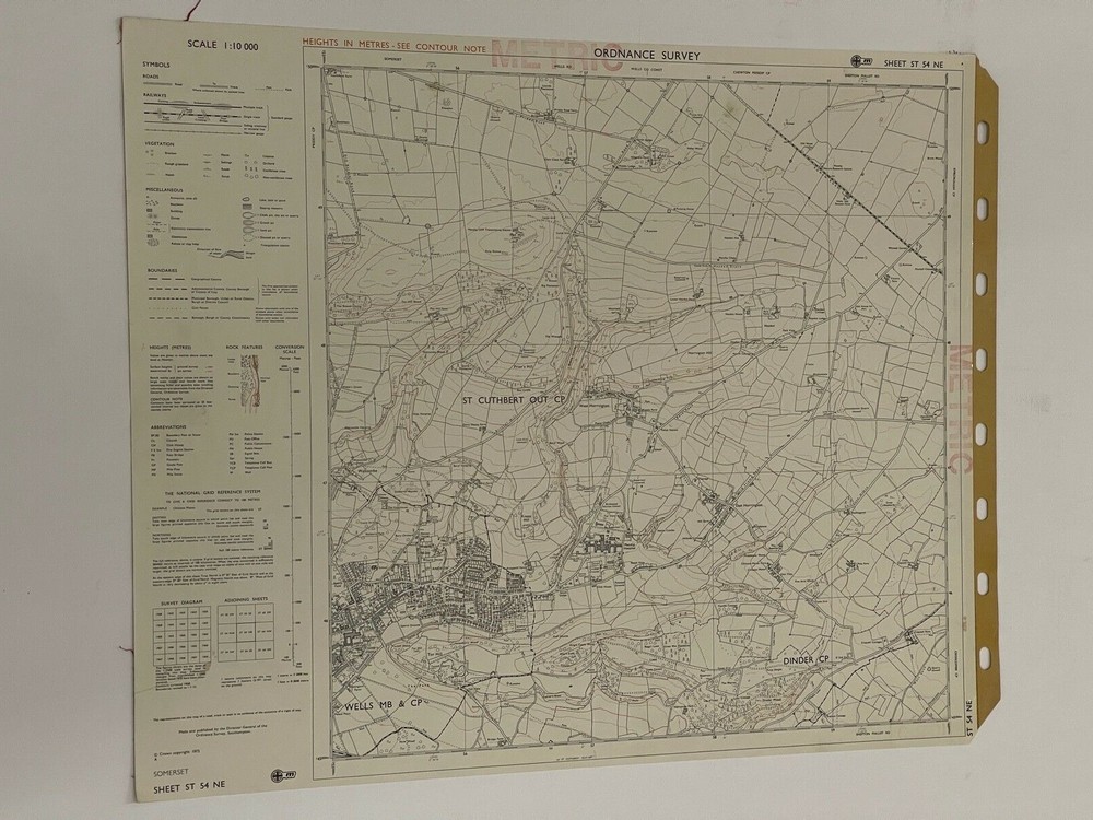 OS, 6 Inch to 1 Mile Map, sheet ST 54 NE, Somerset, St Cuthbert Out area,1972