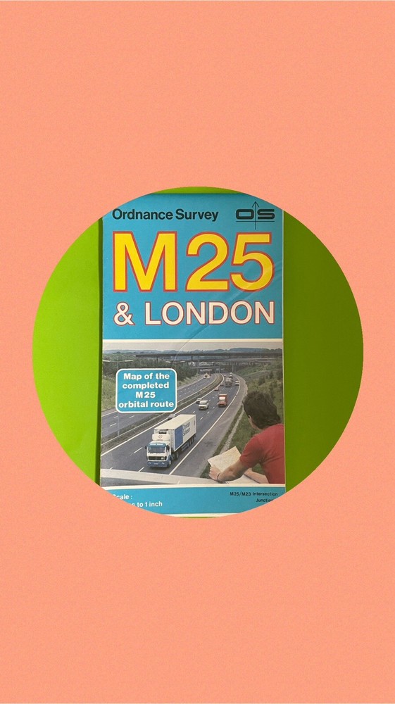 Vintage Around London M25 Ordance Survey Map 1986