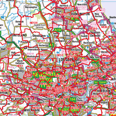 (G55) Map of Newcastle NE Postcode Sectors, Poster of Newcastle Postcodes