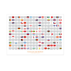 Scratch Off Flags Of The World A2 Size Poster Travel Map Gift – White Landscape